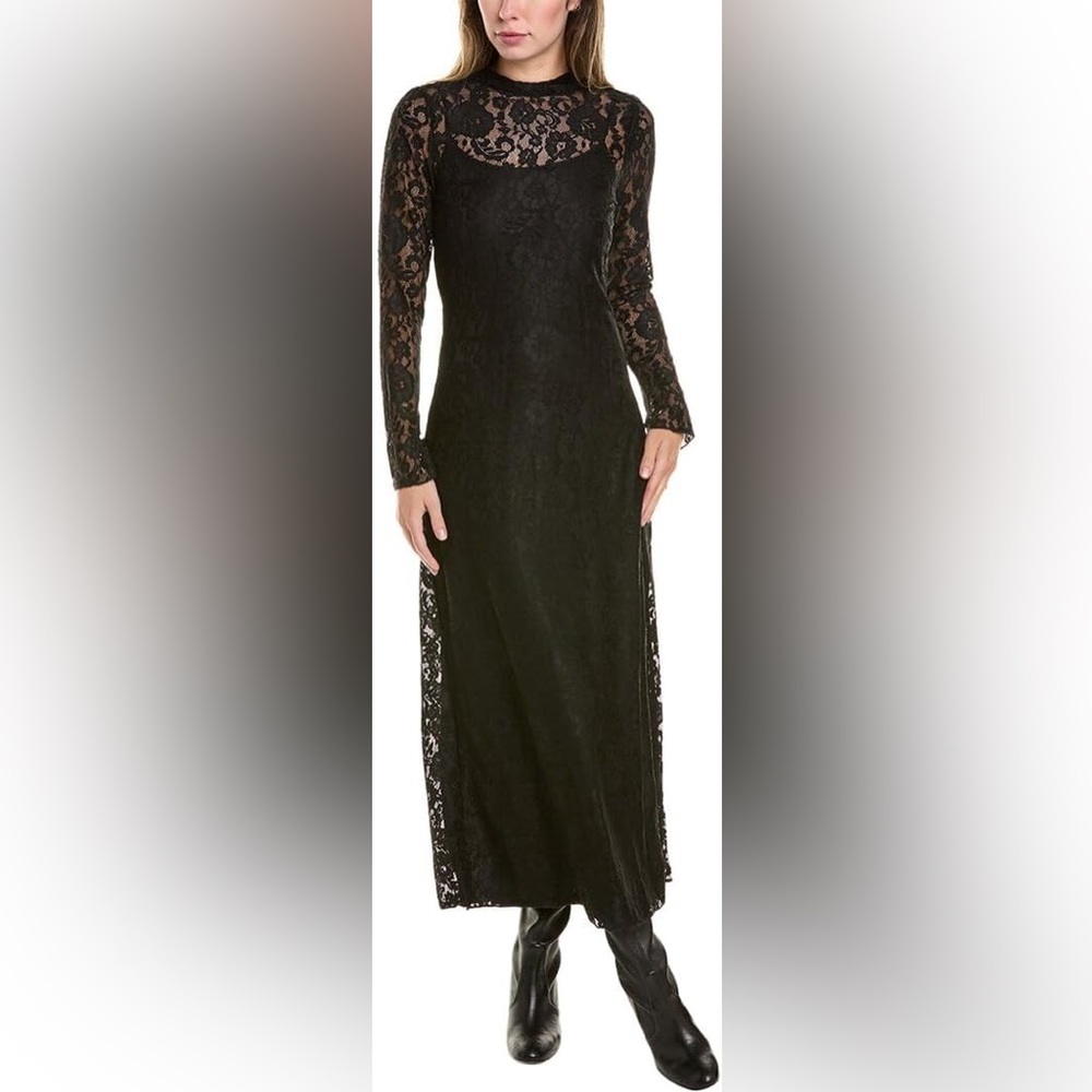 Vince Camuto Black Lace Long Sleeve Maxi Dress